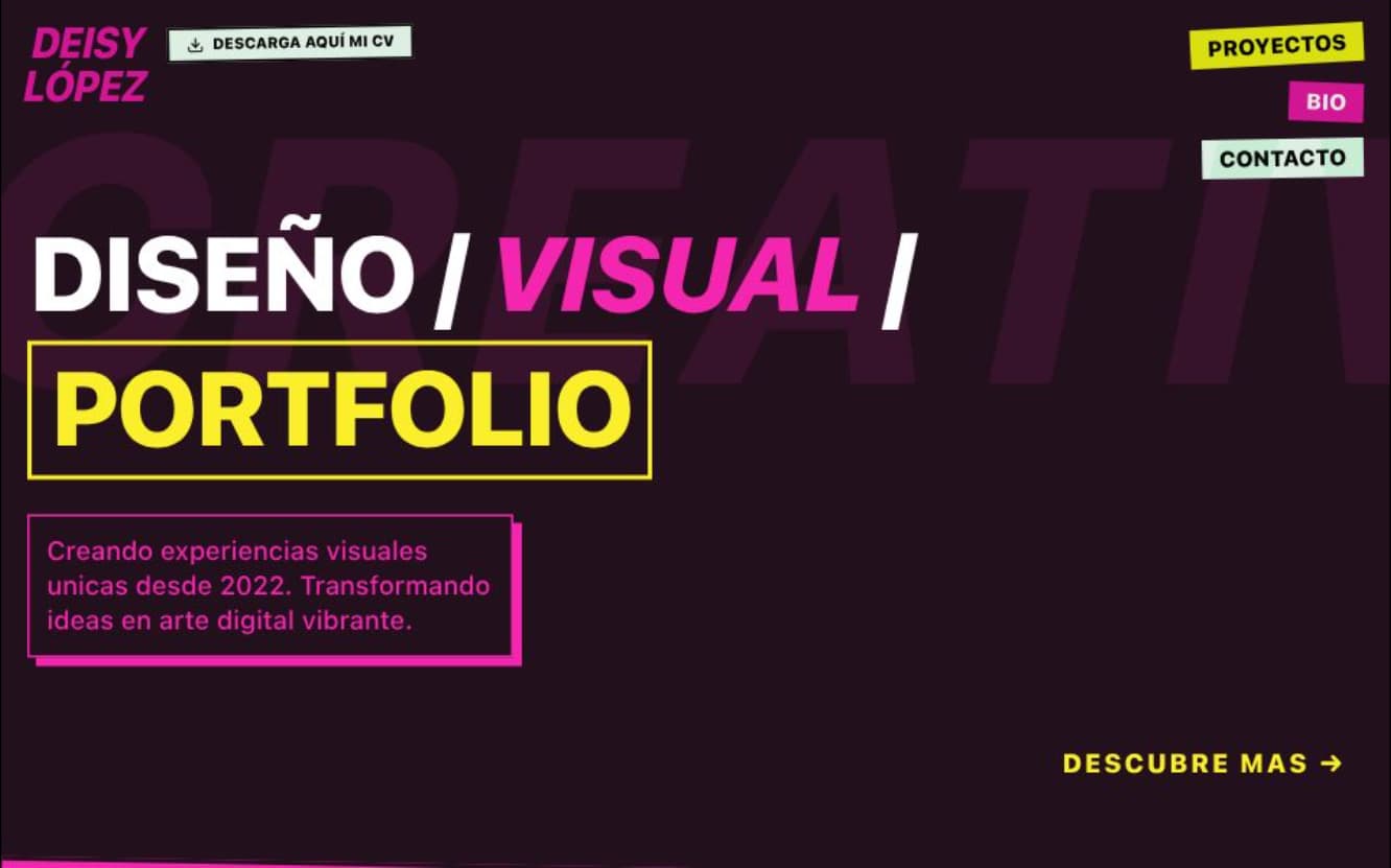 Interfaz de Portafolio para Diseñadora Gráfica, sitio web desarrollado por Juan José García